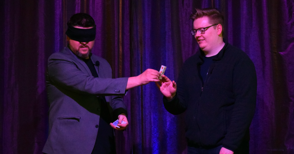 Magician at a corporate event